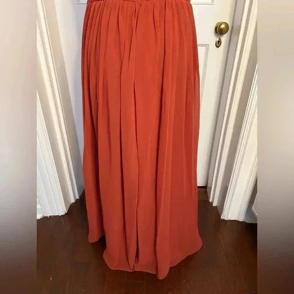 Azazie Paprika Aline Pleated Chiffon Dress in Size A16 - Picture 10 of 11